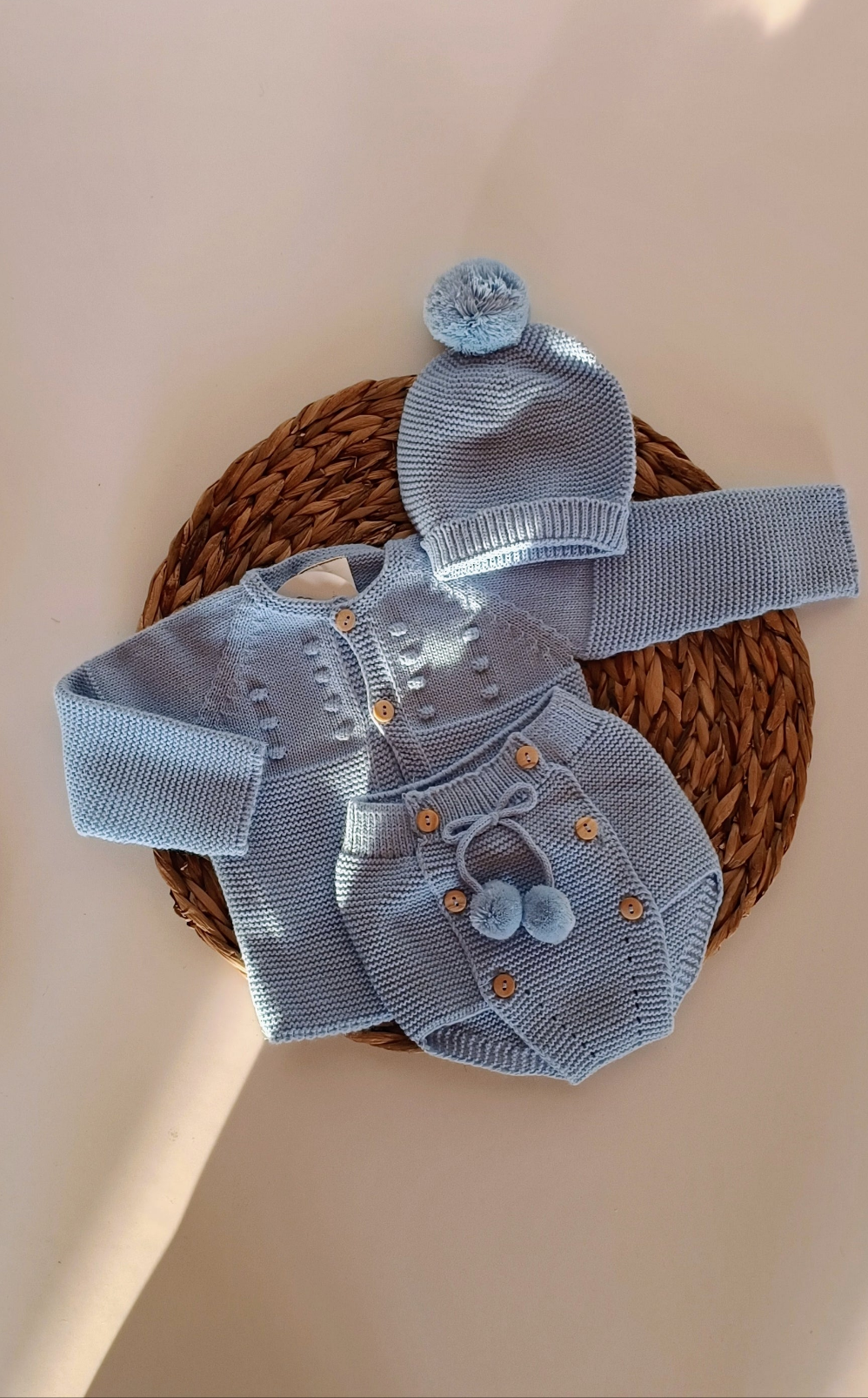 BOX set 4 pezzi • completo PONPON+coperta blu - autunno/inverno