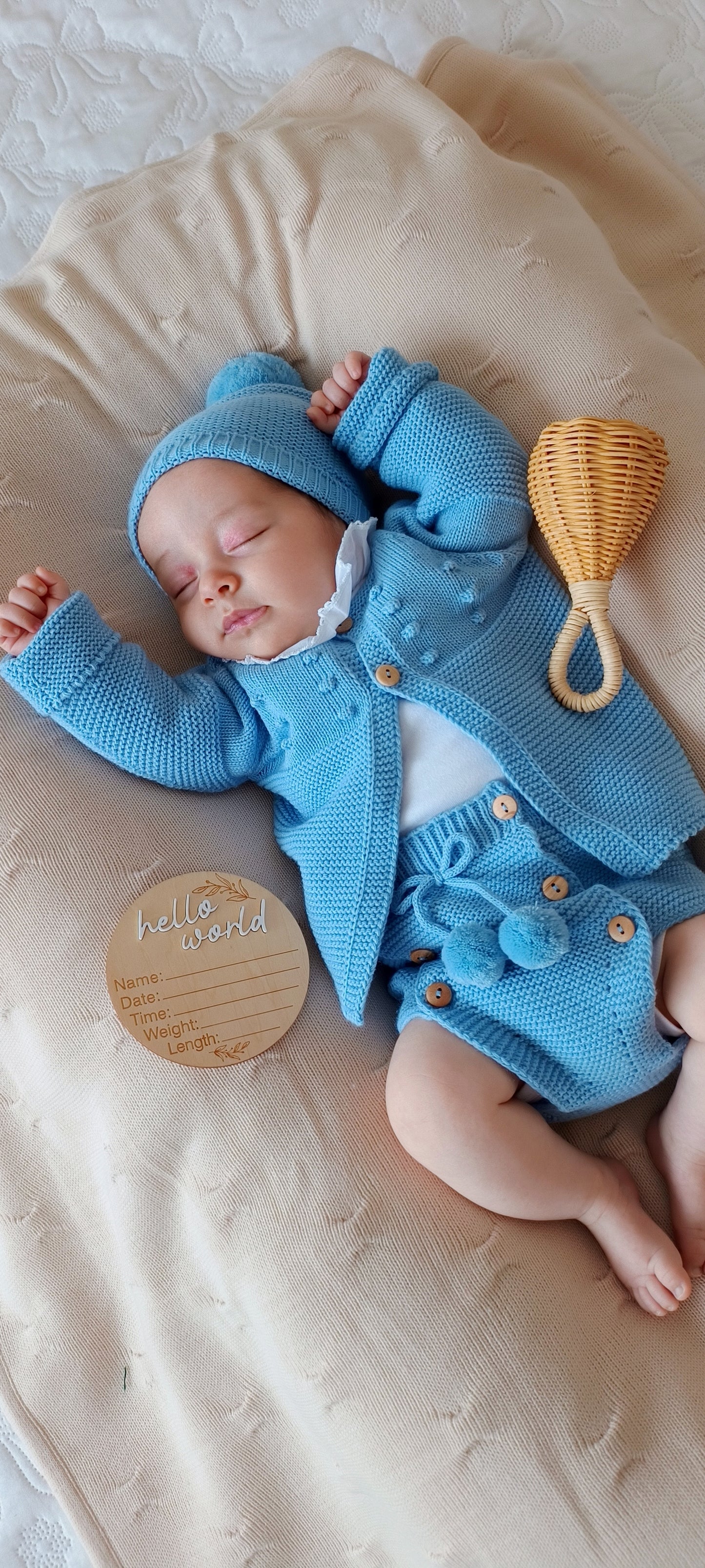 BOX set 4 pezzi • completo PONPON+coperta blu - autunno/inverno