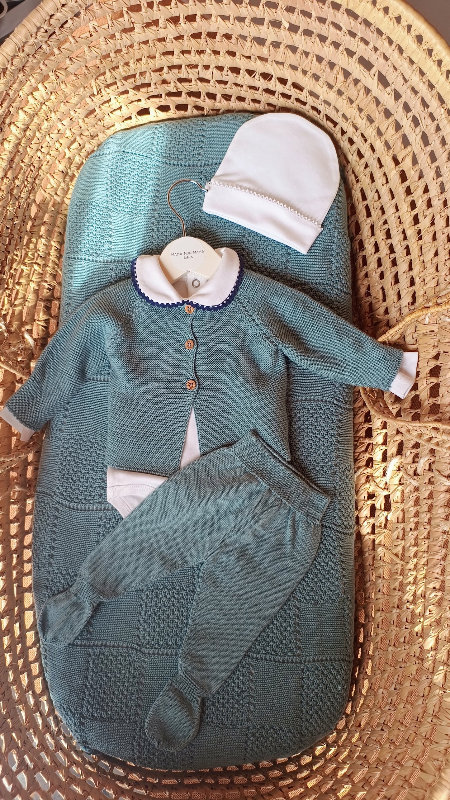 Completo blu balena 4 pezzi cotone biologico 🌱