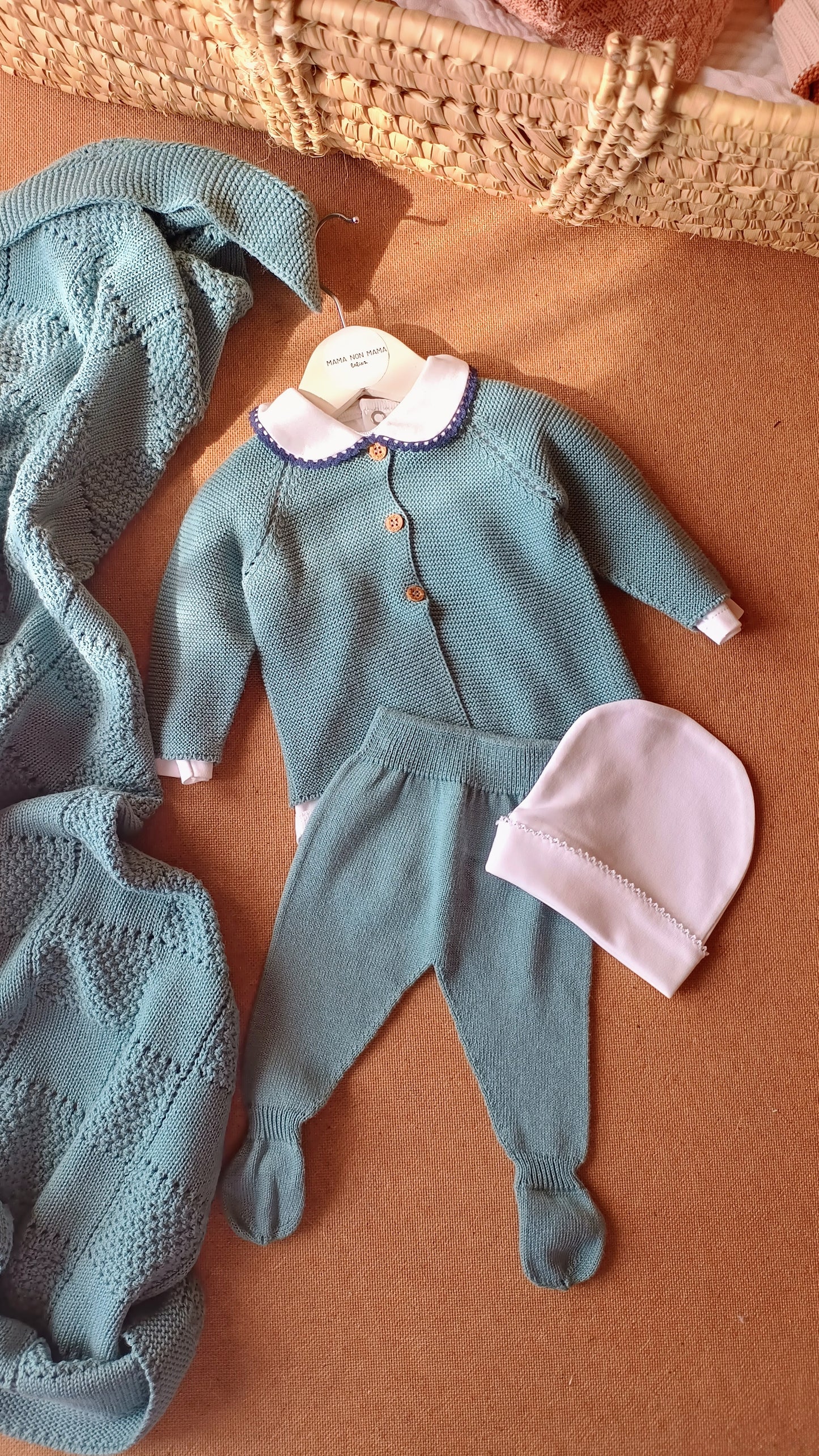 Completo blu balena 4 pezzi cotone biologico 🌱