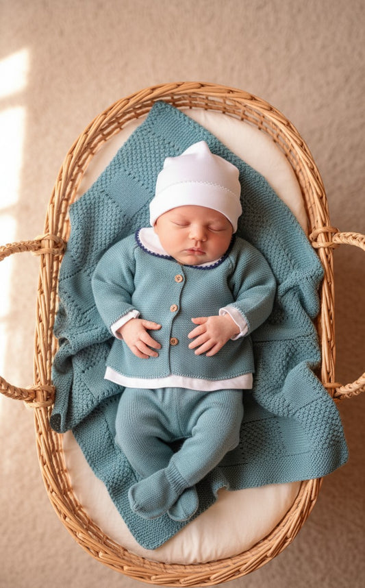 Completo blu balena 4 pezzi cotone biologico 🌱